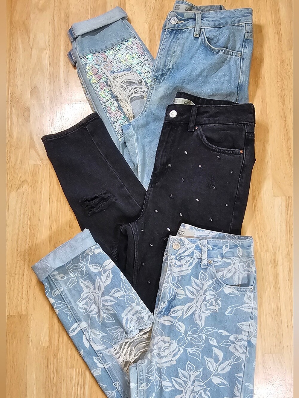 Set of 3 Topshop Moto Mom Jeans